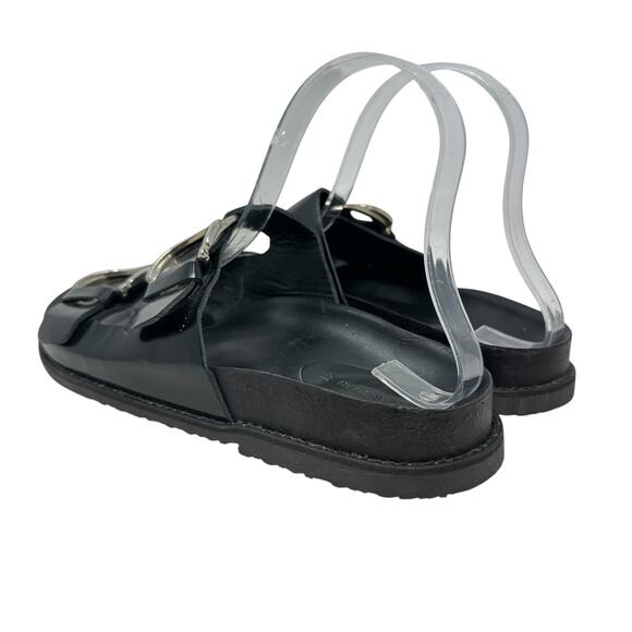Zara Slide Sandals Buckles Double Strap Faux‎ Leather Black Size 41 US 10 - Picture 10 of 14